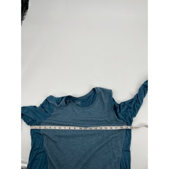 LOGO Lori Goldstein Womens Large Long Sleeve Teal Tunic Top Lagenlook Pockets - Picture 6 of 8